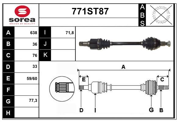 Arbre de transmission STARTCAR 771ST87