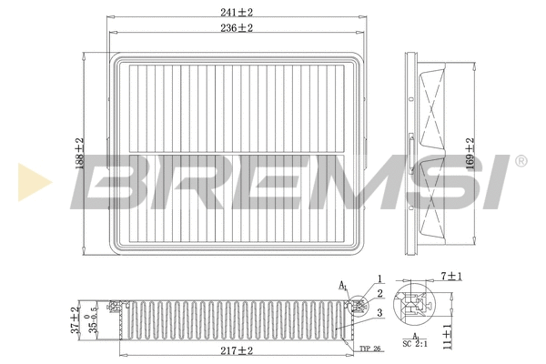 Filtre à air BREMSI FA1090