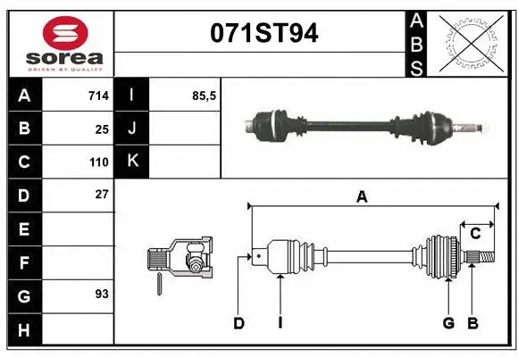 Arbre de transmission STARTCAR 071ST94