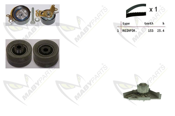 Pompe à eau + kit de courroie crantée MABYPARTS OBKWP0158