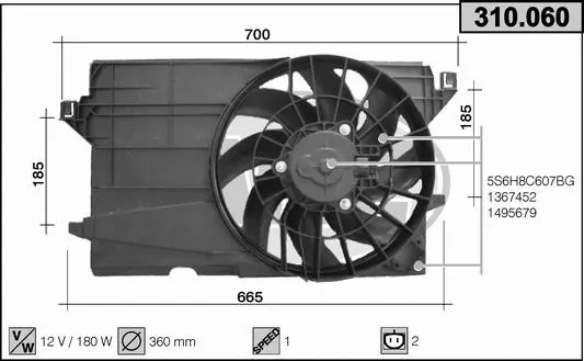 Ventilateur, refroidissement du moteur AHE 310.060