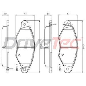 Kit de plaquettes de frein, frein à disque DriveTec DPAD1519
