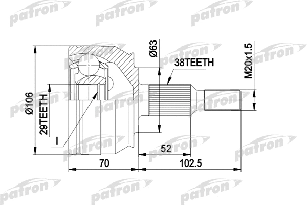 Jeu de joints, arbre de transmission PATRON PCV1033