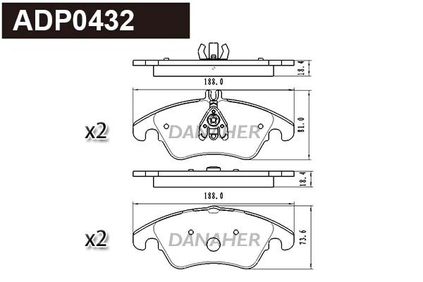 Kit de plaquettes de frein, frein à disque DANAHER ADP0432