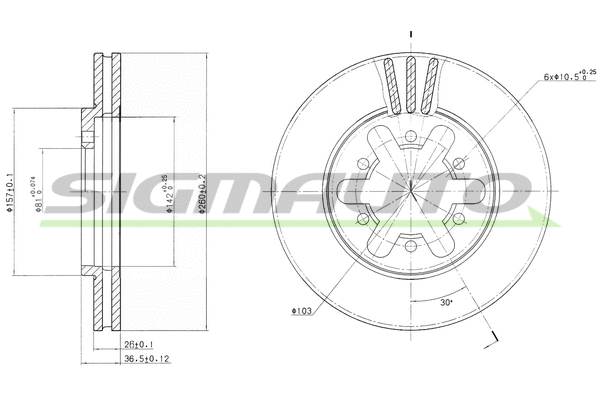 Disque de frein SIGMAUTO DBA443V