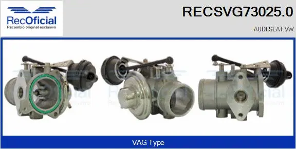 Vanne EGR RECOFICIAL RECSVG73025.0