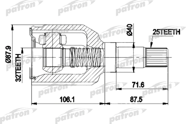 Jeu de joints, arbre de transmission PATRON PCV9937