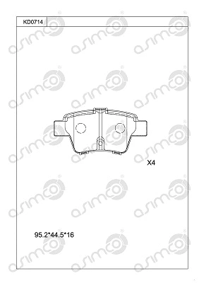 Kit de plaquettes de frein, frein à disque ASIMCO KD0714