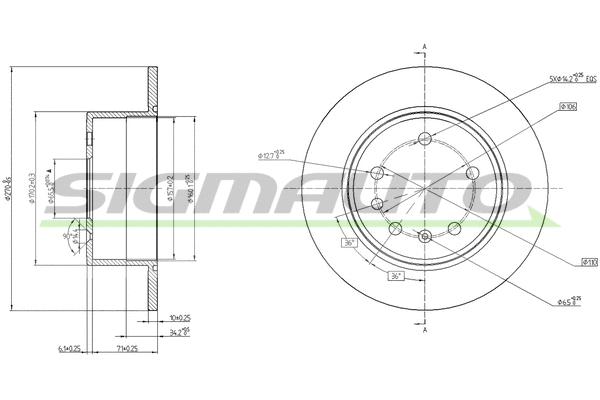 Disque de frein SIGMAUTO DBA561S