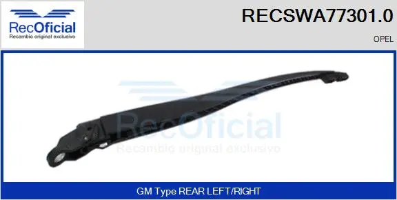Bras d'essuie-glace, nettoyage des vitres RECOFICIAL RECSWA77301.0