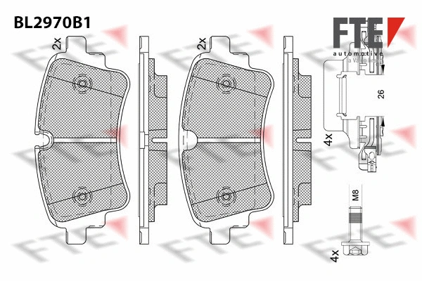 Kit de plaquettes de frein, frein à disque FTE 9011215