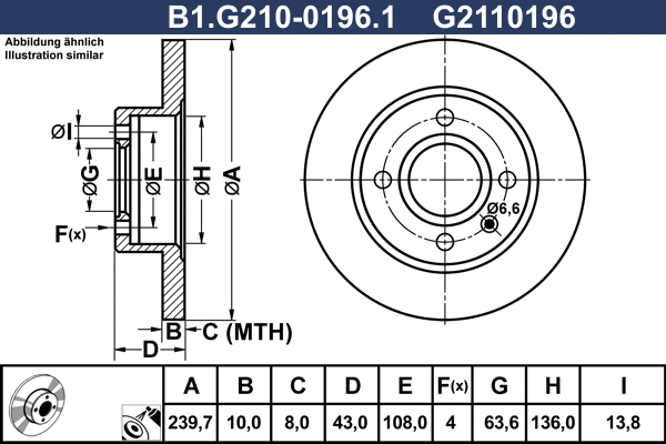 Disque de frein GALFER B1.G210-0196.1