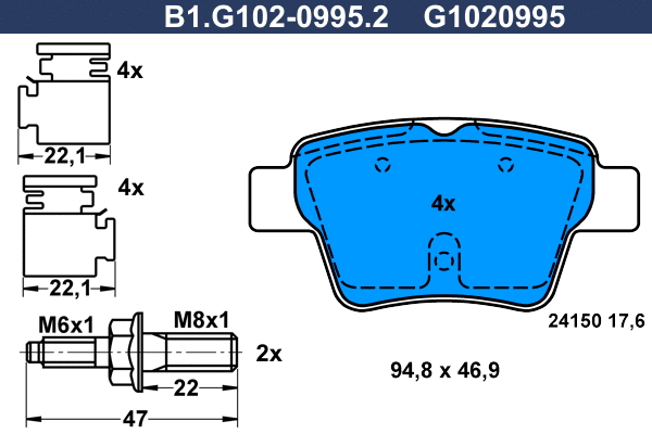 Kit de plaquettes de frein, frein à disque GALFER B1.G102-0995.2