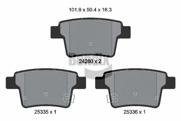 Kit de plaquettes de frein, frein à disque BENDIX Braking BPD2116