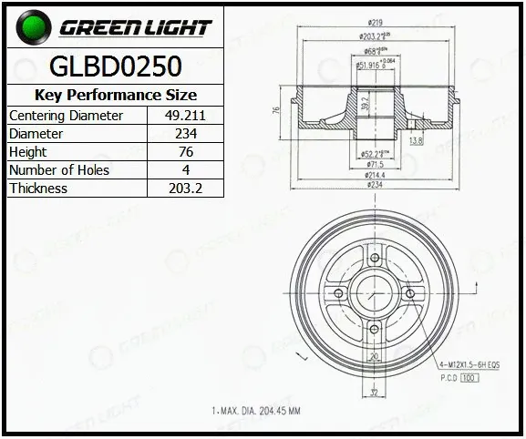 Tambour de frein Automotive Adriado GLBD0250