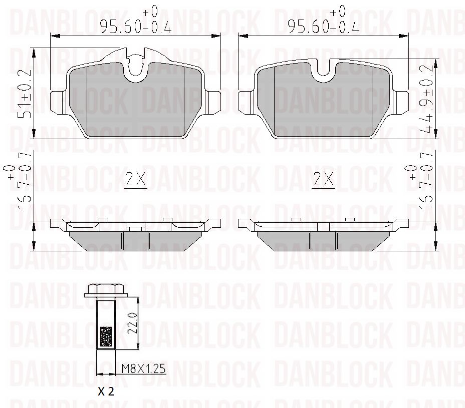Kit de plaquettes de frein, frein à disque DANBLOCK DB 510948