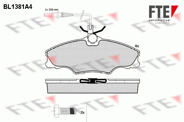 Kit de plaquettes de frein, frein à disque FTE 9010155