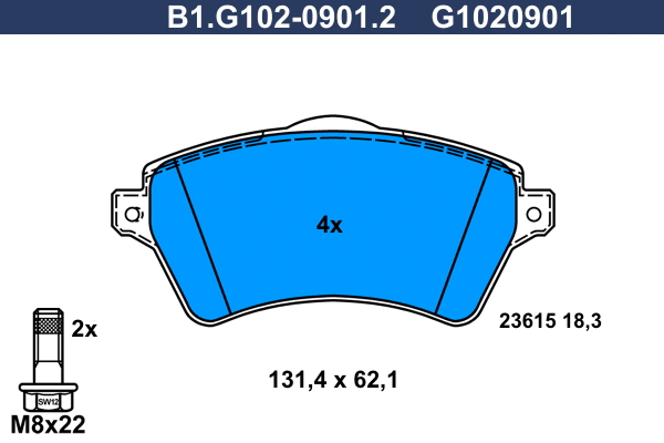 Kit de plaquettes de frein, frein à disque GALFER B1.G102-0901.2