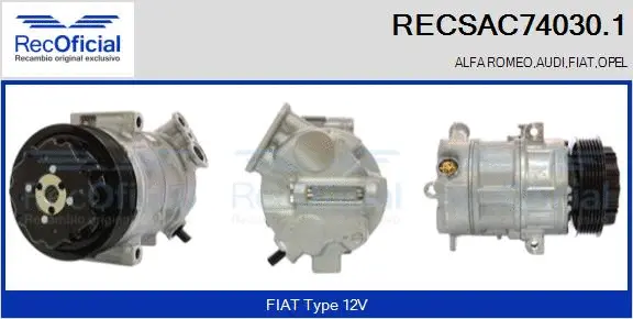 Compresseur, climatisation RECOFICIAL RECSAC74030.1