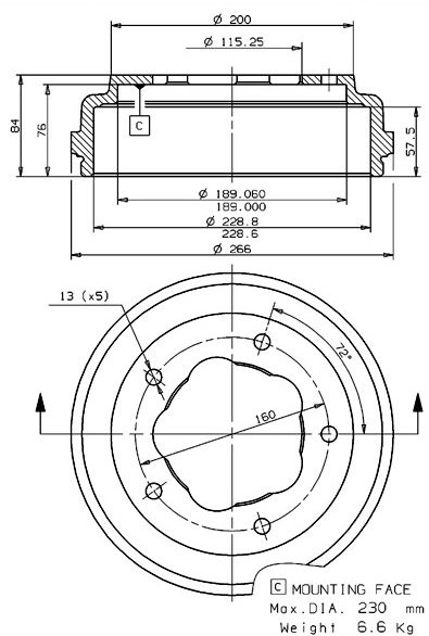 Tambour de frein VILLAR 627.0084