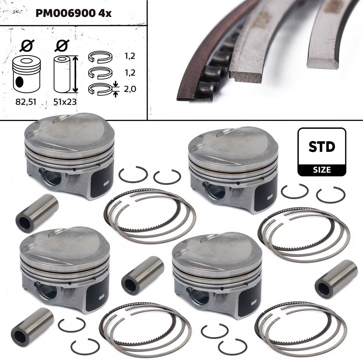 Kit de pistons ET ENGINETEAM PM006900ETVR1