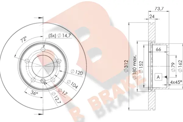Disque de frein R BRAKE 78RBD21972