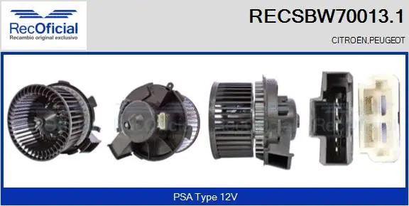 Pulseur d'air habitacle RECOFICIAL RECSBW70013.1