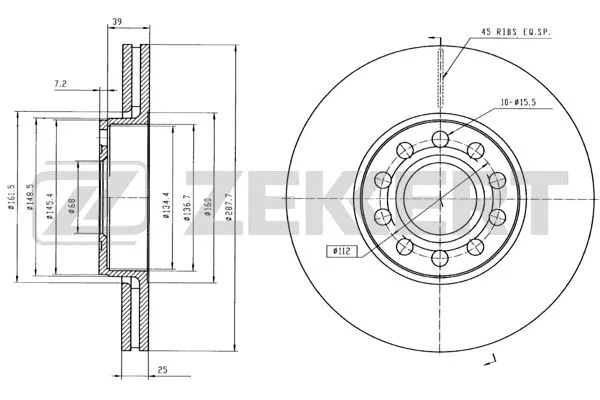 Disque de frein ZEKKERT BS-5360B
