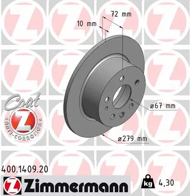Disque de frein ZIMMERMANN 400.1409.20