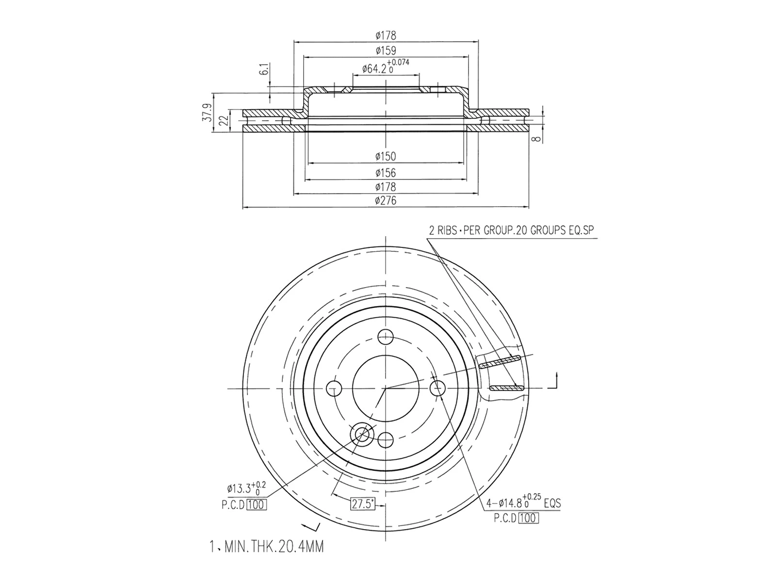 Disque de frein A.Z. Meisterteile AZMT-44-024-1072