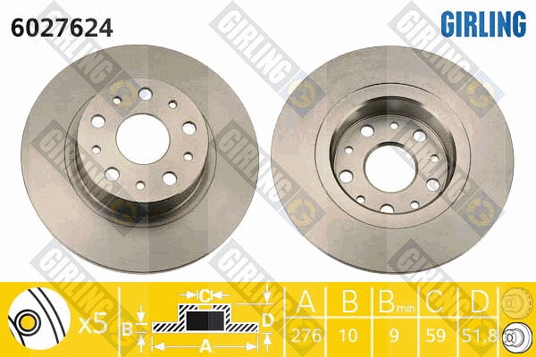 Disque de frein GIRLING 6027624