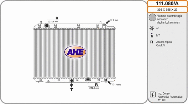 Radiateur, refroidissement du moteur AHE 111.080/A