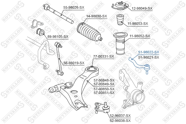 Rotule de barre de connexion STELLOX 51-98022-SX