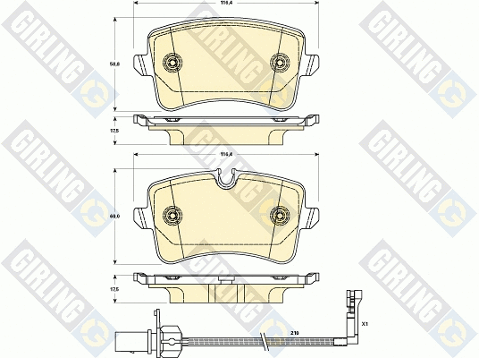 Kit de plaquettes de frein, frein à disque GIRLING 6119021