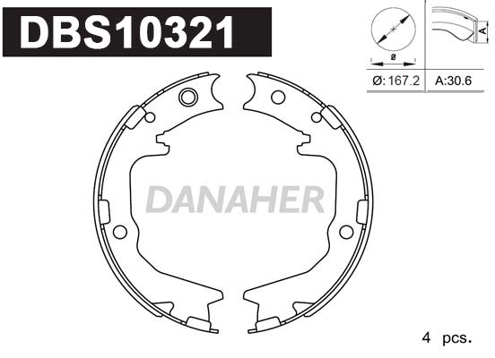 Jeu de mâchoires de frein, frein de stationnement DANAHER DBS10321