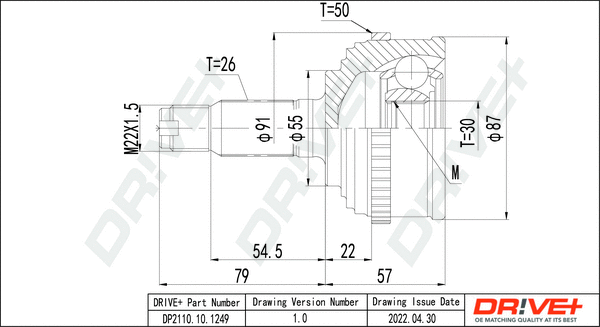 Jeu de joints, arbre de transmission Dr!ve+ DP2110.10.1249