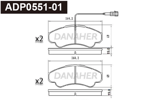 Kit de plaquettes de frein, frein à disque DANAHER ADP0551-01
