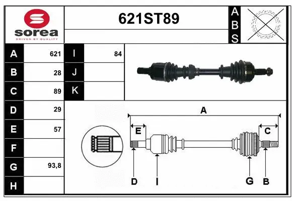 Arbre de transmission STARTCAR 621ST89
