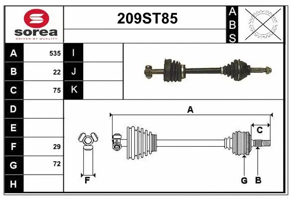 Arbre de transmission STARTCAR 209ST85