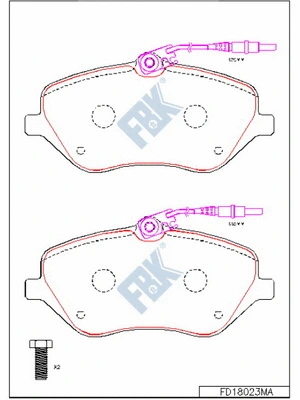 Kit de plaquettes de frein, frein à disque FBK FD18023MA
