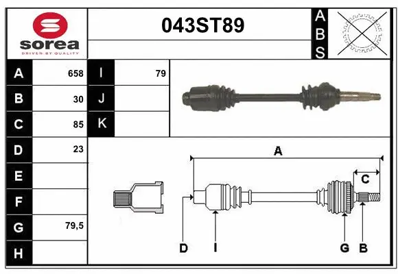 Arbre de transmission STARTCAR 043ST89
