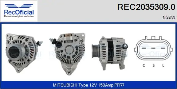 Alternateur RECOFICIAL REC2035309.0