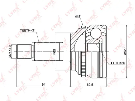 Jeu de joints, arbre de transmission LYNXAUTO CO-3770A