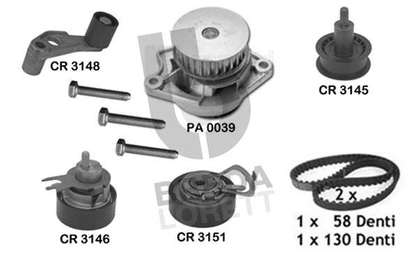 Pompe à eau + kit de courroie crantée BREDA LORETT KPA0289A