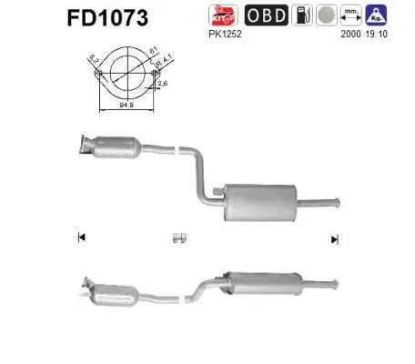 Filtre à particules / à suie, échappement AS FD1073