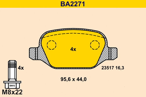 Kit de plaquettes de frein, frein à disque BARUM BA2271