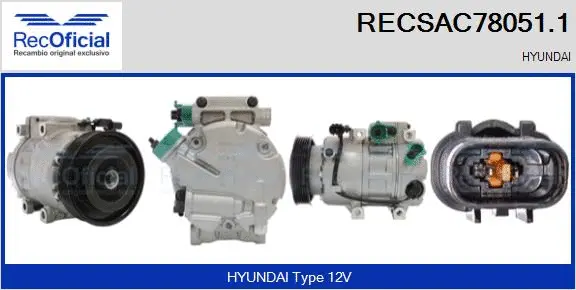 Compresseur, climatisation RECOFICIAL RECSAC78051.1
