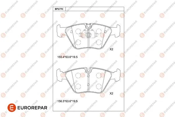 Kit de plaquettes de frein, frein à disque EUROREPAR 1681268180