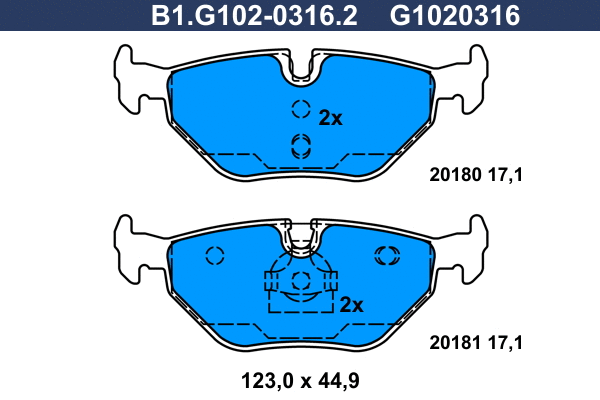 Kit de plaquettes de frein, frein à disque GALFER B1.G102-0316.2