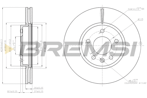 Disque de frein BREMSI CD7870V